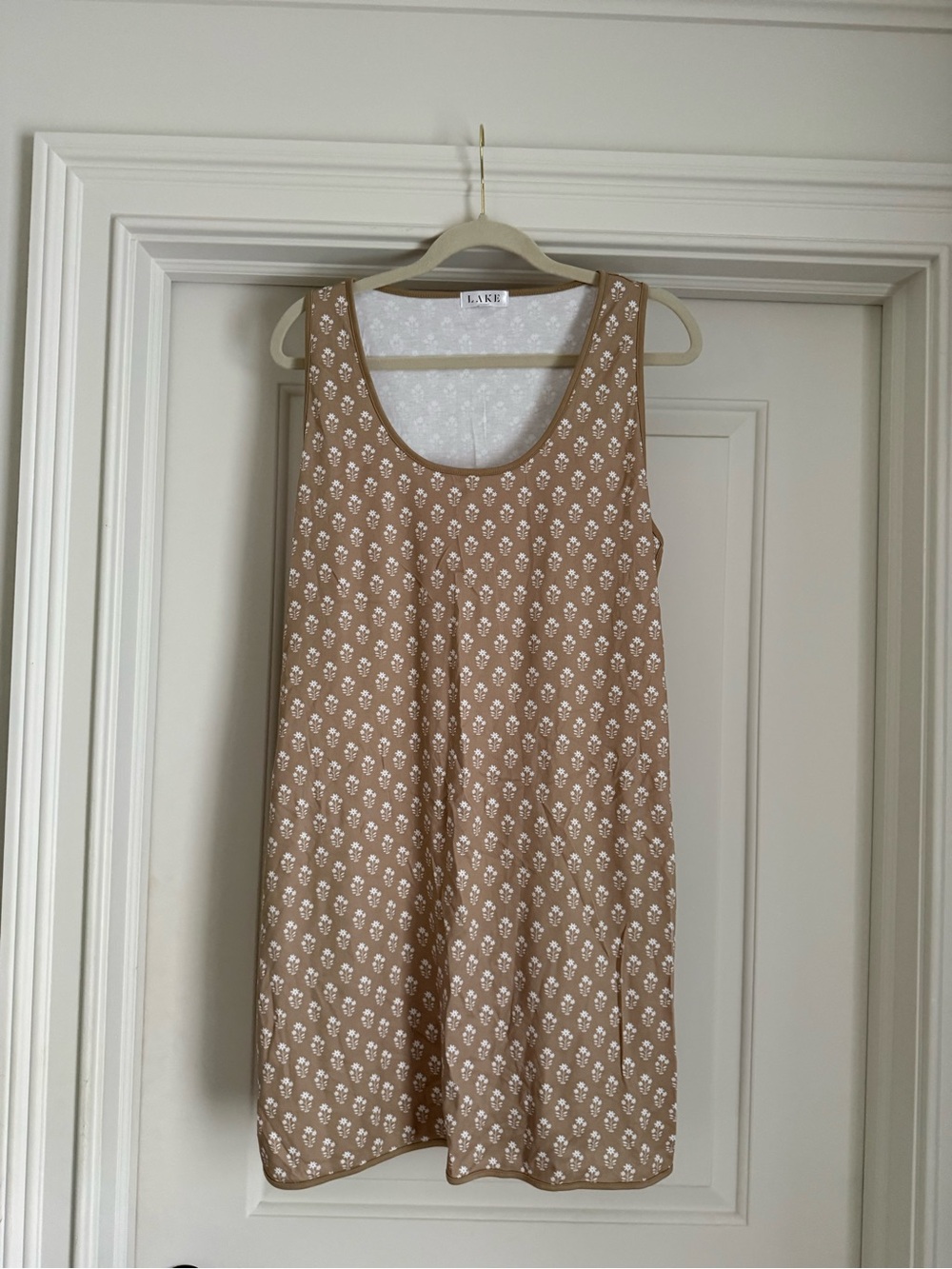LAKE Tan Floral Scoop Neck Nightdress
